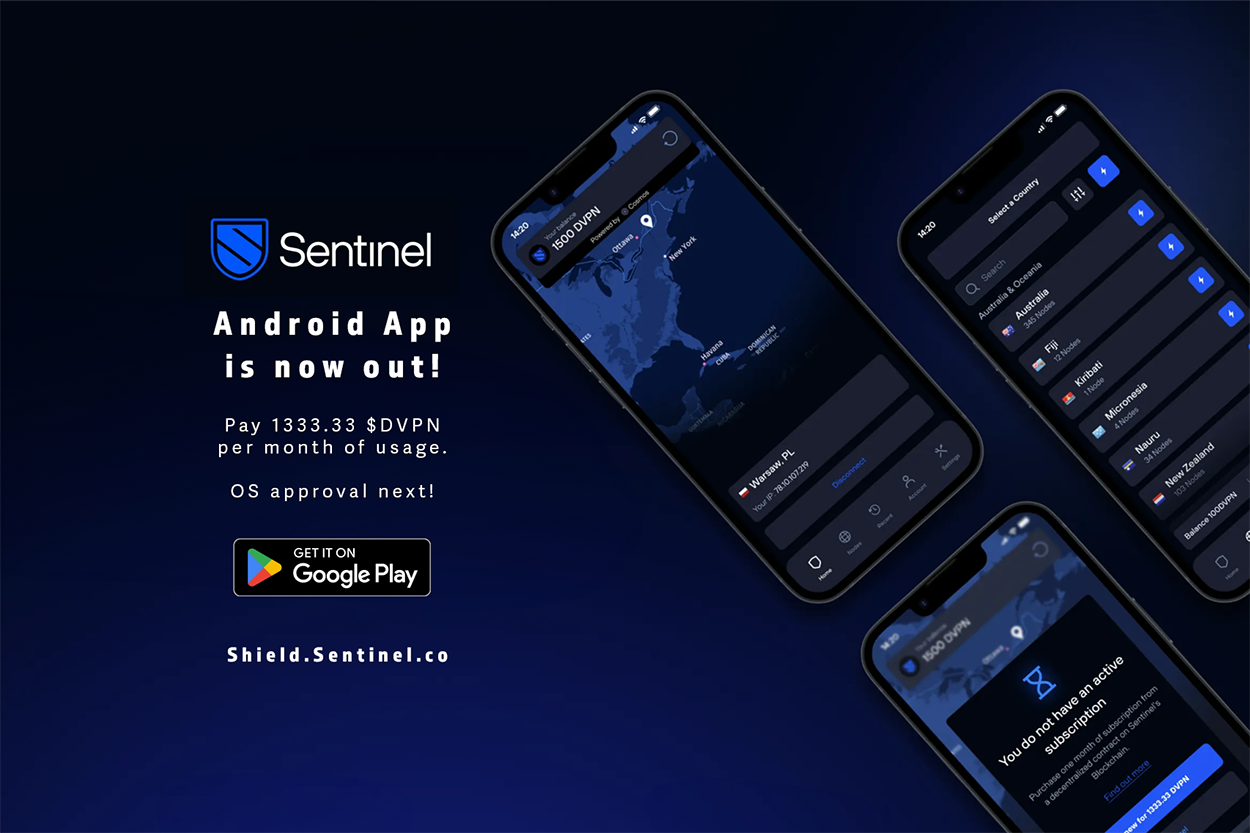 La Aplicación Android de Sentinel $DVPN Ya Está Disponible en Google Play Store